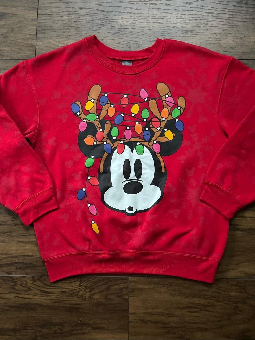 Mickey Mouse Christmas Youth L (11-13) Adult S Red Holiday Sweatshirt